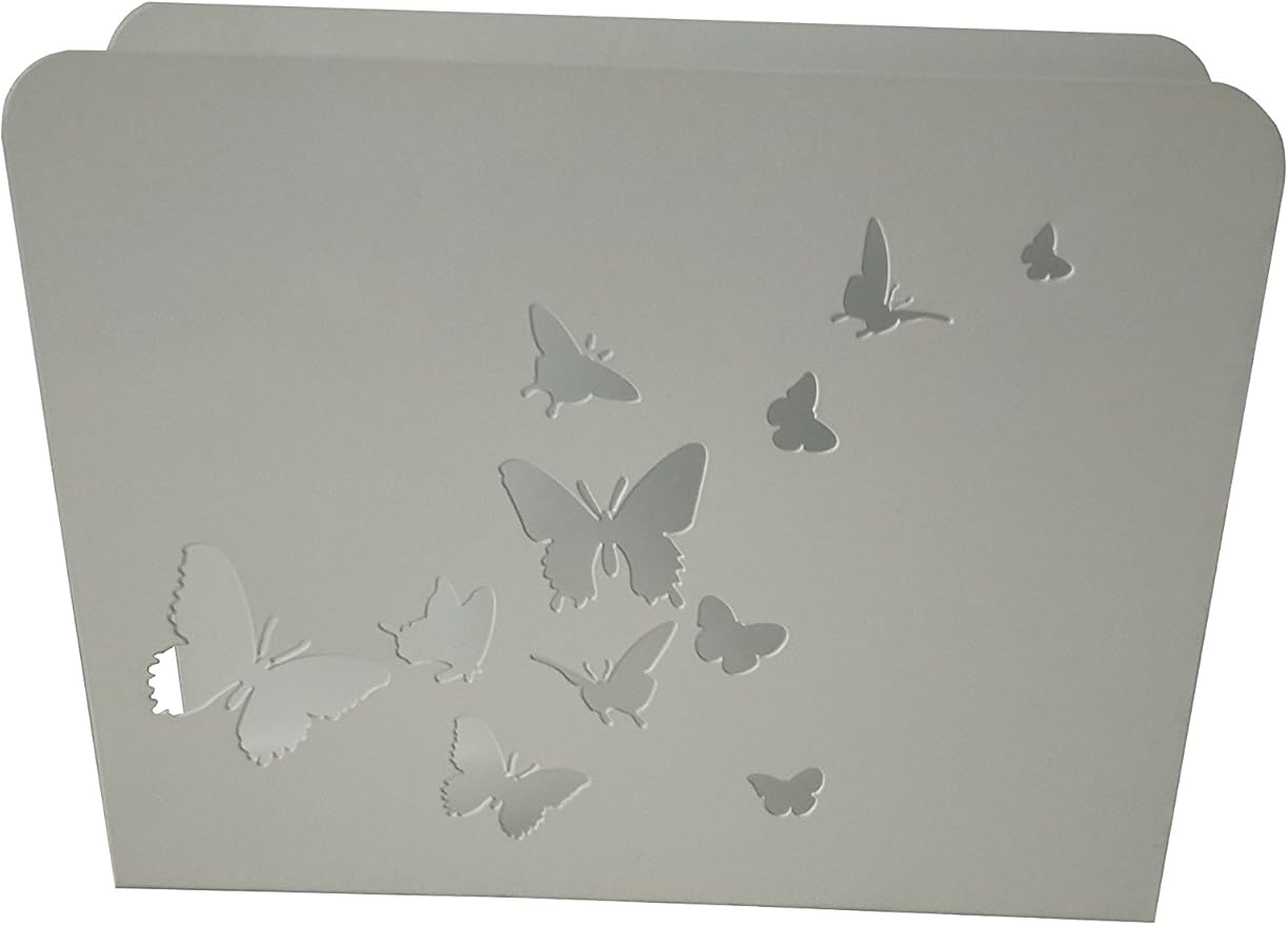 King Home PORTARIVISTE BIANCO "BUTTERFLIES" in metallo verniciato 30x7,5x23h cm