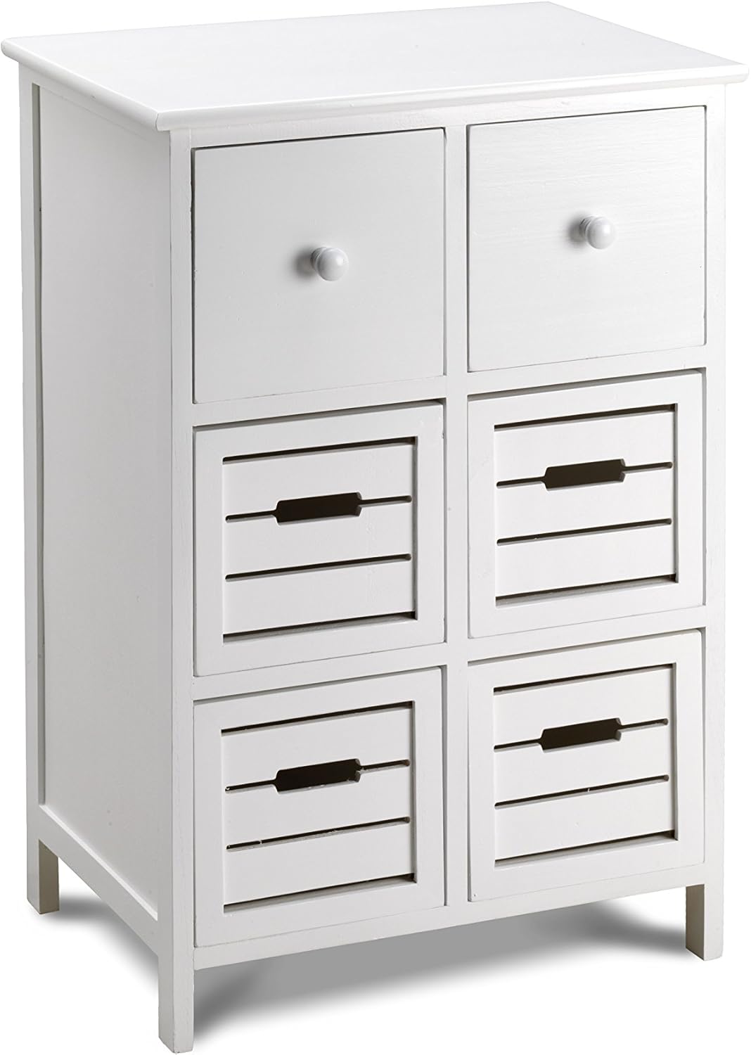 King Home Cassettiera In Legno di Paulownia 50x32x75h cm 6 Cassetti Bianca