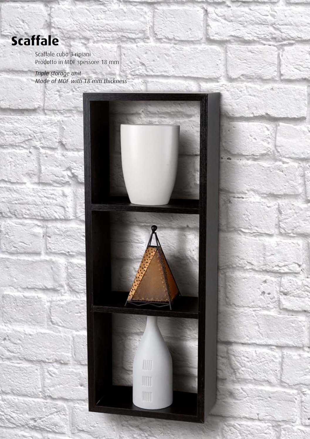 King Home SCAFFALE CUBO 3 RIPIANI(cm 30x80x15) IN MDF BIANCO CARTONE DA 3 PEZZI