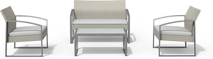 Garden Friend Salotto Alicante (2 poltrone 1 divano 1 tavolo) rivestimento in polyrattan bianco lavato