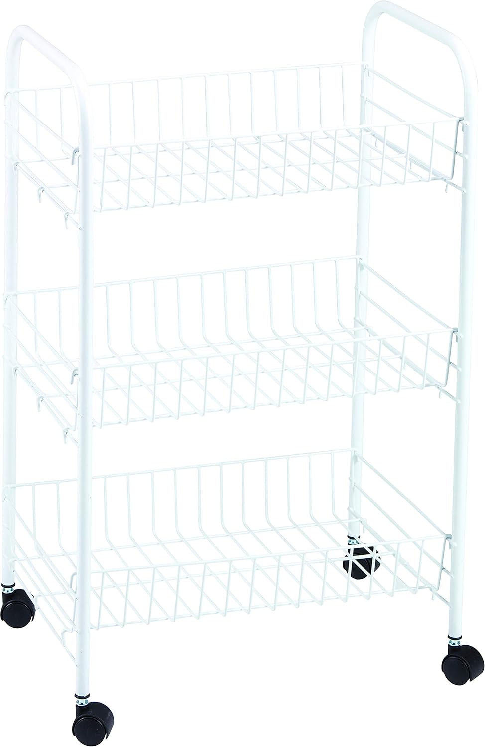 King Home CARRELLO MULTIUSO BIANCO in metallo a 3 ripiani con 4 ruote 40x26x62h cm