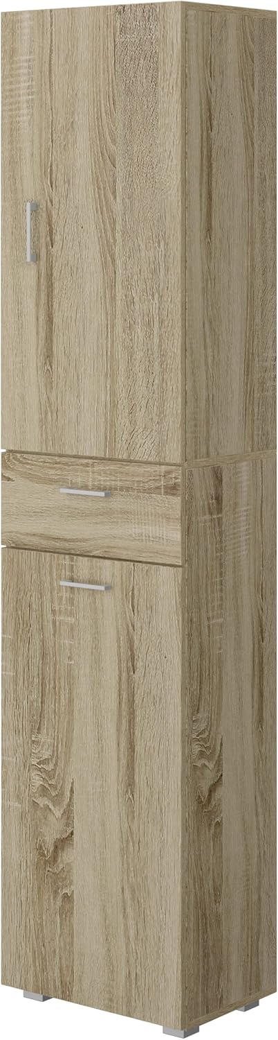 King Home ARMADIO 1ANTA+1CASSETTO C/CESTELLO PORTABIANCHERIA 45x32x195h cm rovere