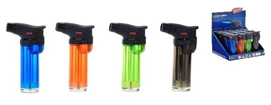 ACCENDIGAS ANTIVENTO EASY TORCH TRASPARENTE COLORI ASSORTITI