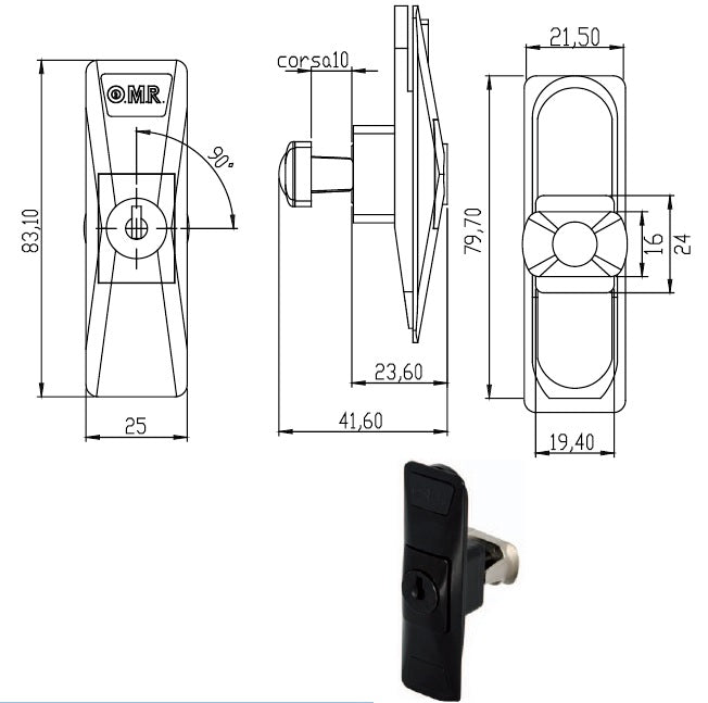 OMR ART.160551 SERRATURA A CILINDRO PUSHX PORTE SCORREVOLI