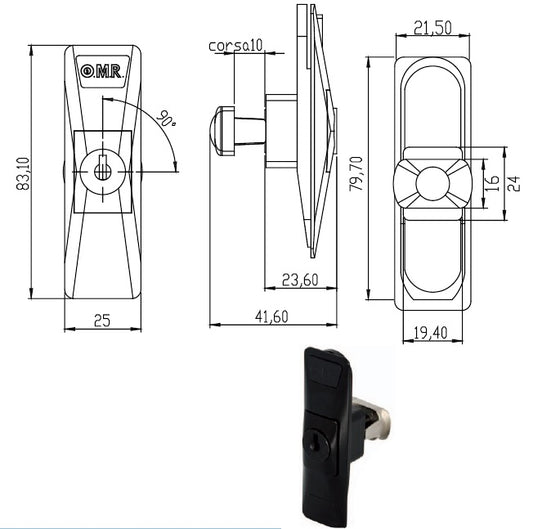 OMR ART.160551 SERRATURA A CILINDRO PUSHX PORTE SCORREVOLI