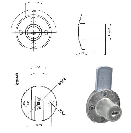 OMR ART.220350 SERRATURA A CILINDRO MM.31 X ANTA O CASSETTO