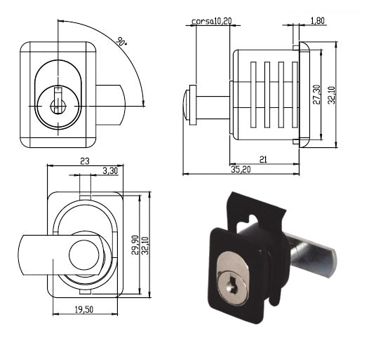OMR ART.220315 SERRATURA A CILINDRO A PULSANTE X PORTE SCORR