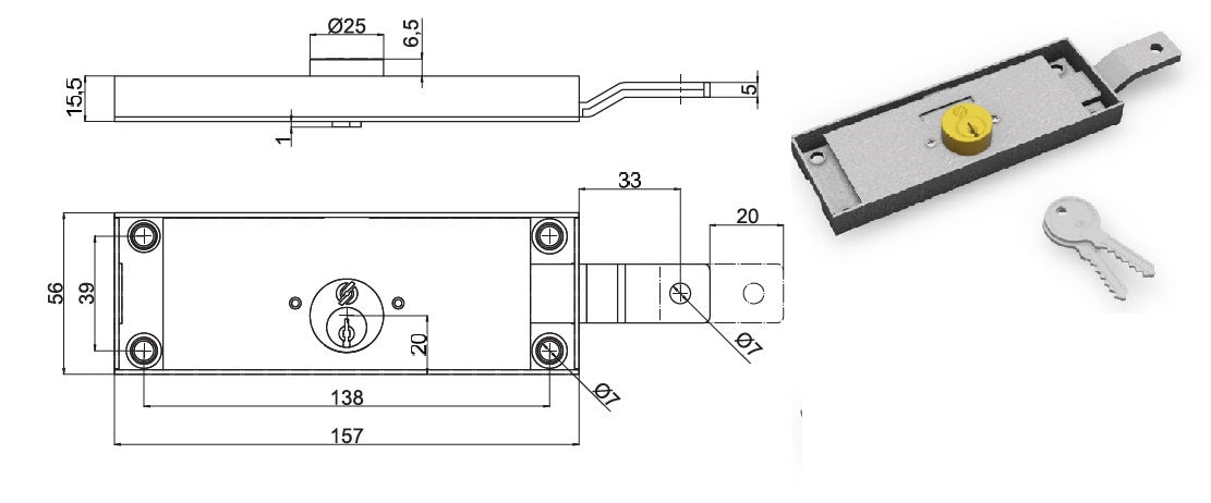 SECUREMME SERRATURA 2275 LATERALE DX CILINDRO TONDO X SERRAN confezione da PEZZI 2