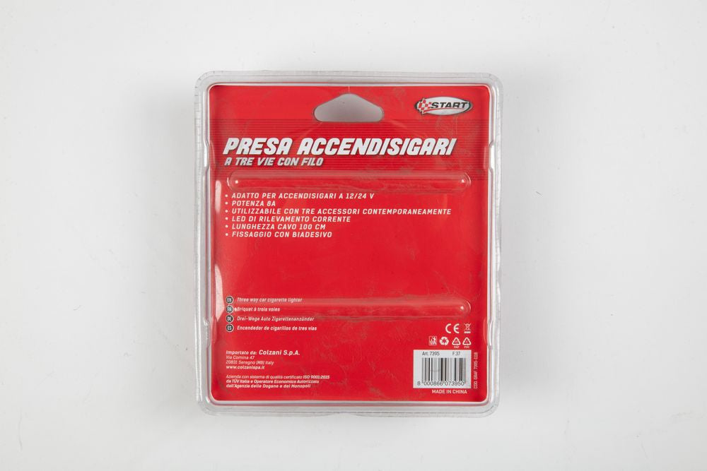 Presa accendisigari a tre vie con filo 12V Potenza 8A lunghezza cavo 100 cm
