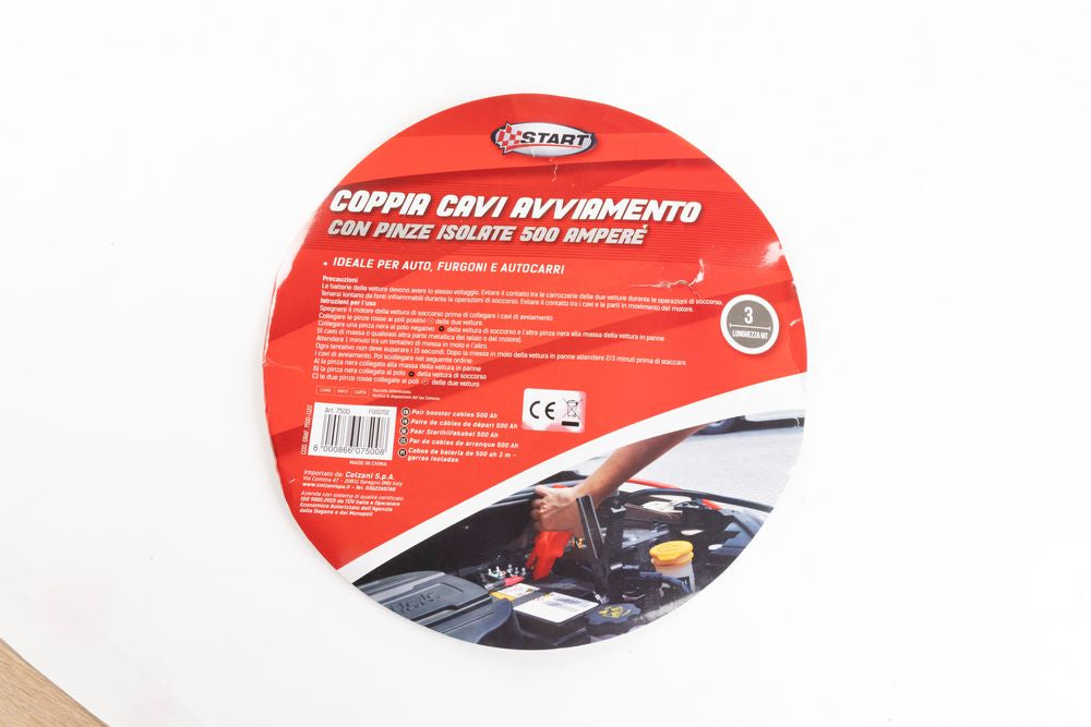 Cavi Batteria 500Ah 3m  Pinze Isolate per Avviamento Sicuro Auto e Veicoli