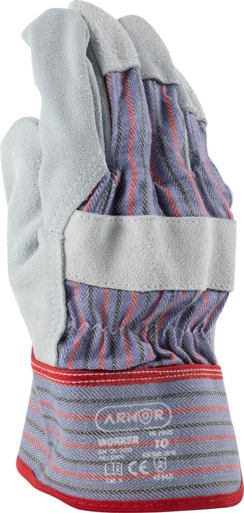 Guanti in pelle o crosta di bovino con dorso in cotone Worker taglia 10