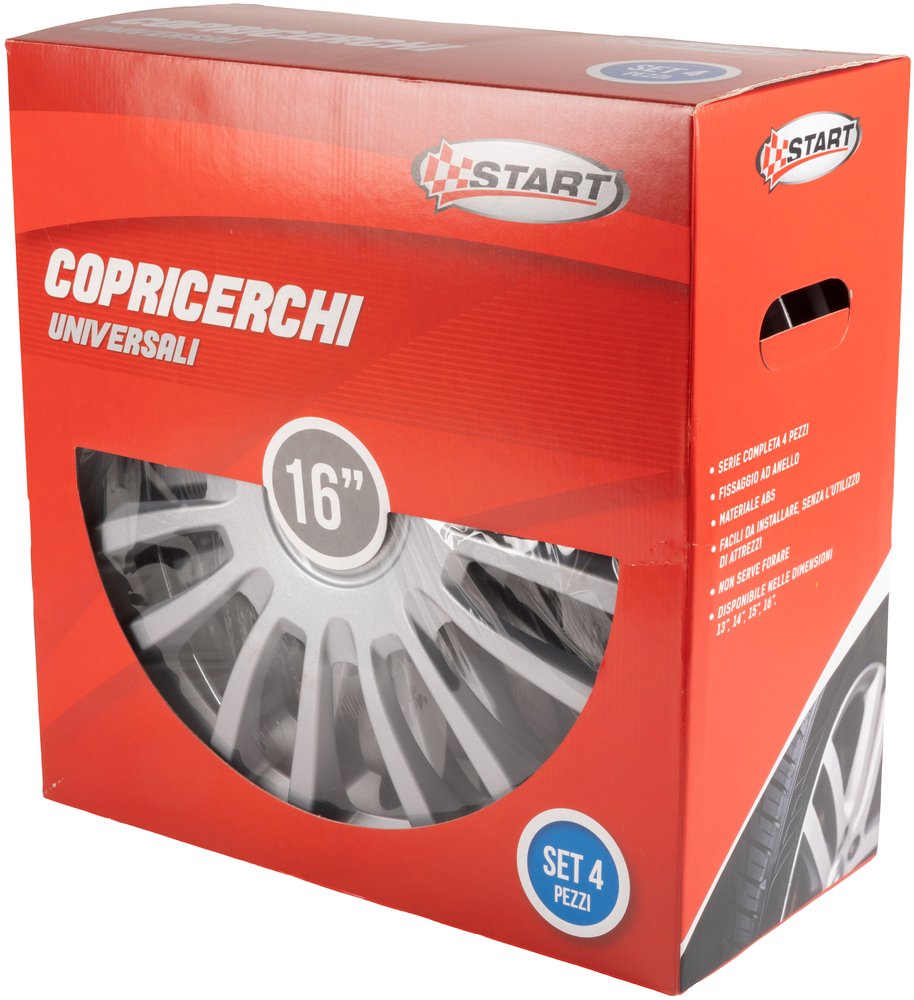 START Borchie Set copricerchi auto grigi monza 16'' 4 pezzi in ABS Originale
