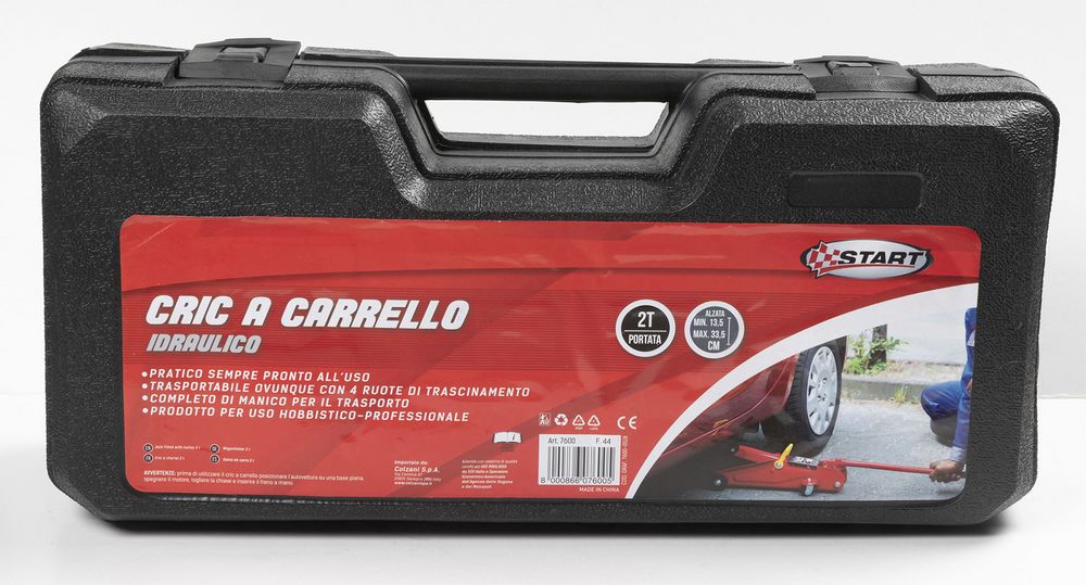 Crick a carrello 2T CE alzata da 135 mm a 330 mm con valigetta