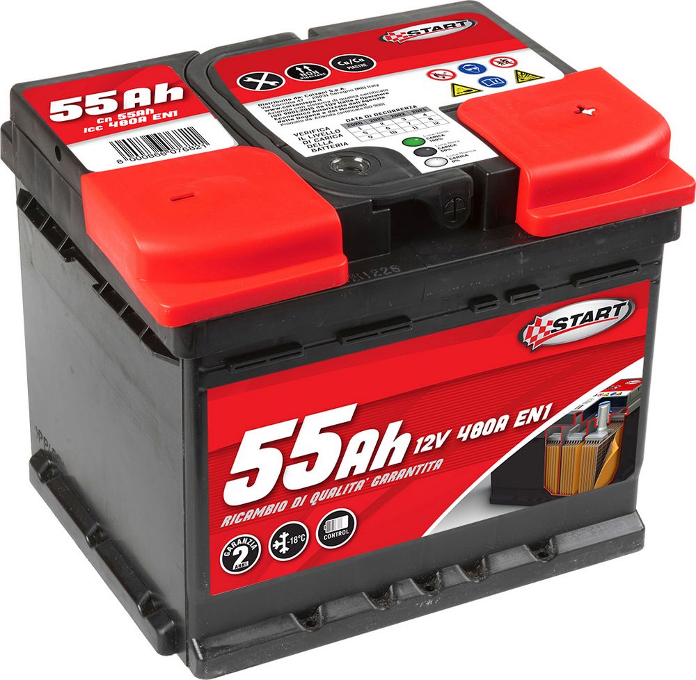 START Batteria Auto 55AH 12V 480A polo positivo destro Cassetta L1