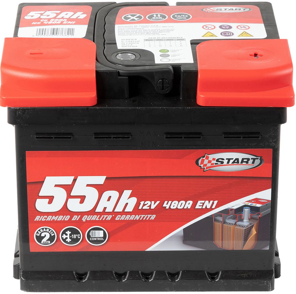 START Batteria Auto 55AH 12V 480A polo positivo destro Cassetta L1
