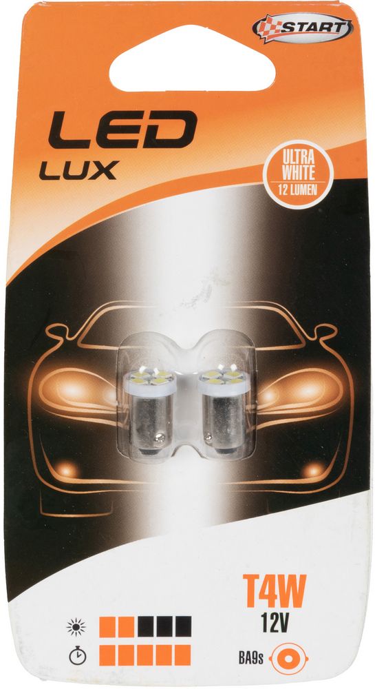 START T4W Coppia di lampadine spia 2 Led per luci auto 12V 4W BA9s