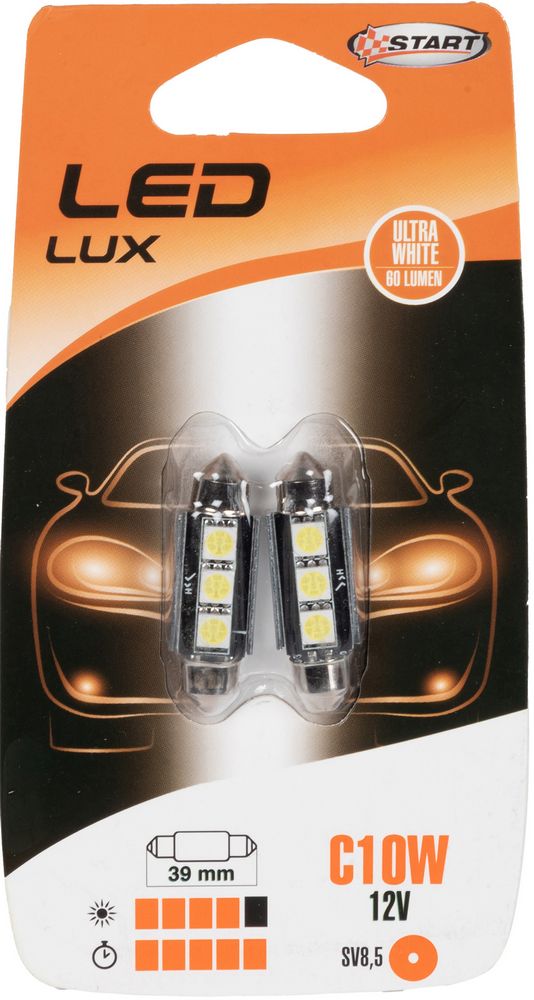 START C5W Coppia di Lampadine Siluro per luci auto 12V 5W SV8,5