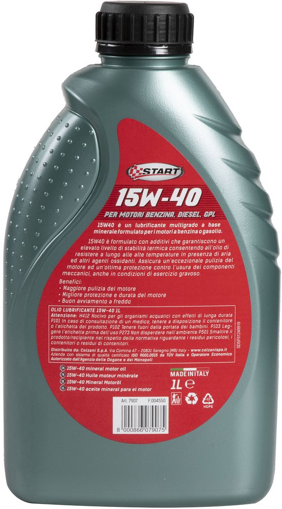 START Olio Lubrificante Motore 15w 40 Diesel Benzina e GPL One Drive Tanica 1