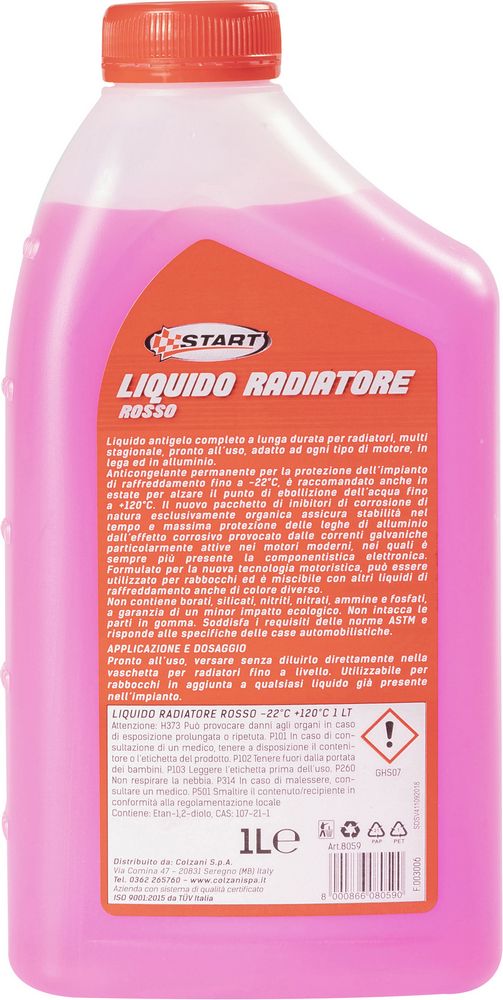 START Liquido radiatore -22C rosso 1L per motori in alluminio auto