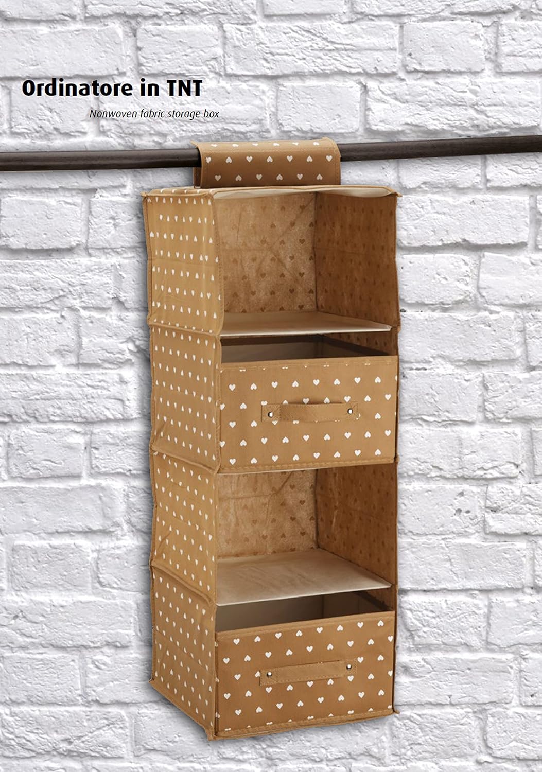 King Home ORDINATORE CON 2 CASSETTI BIG IN TNT BEIGE 30x30x80h cm