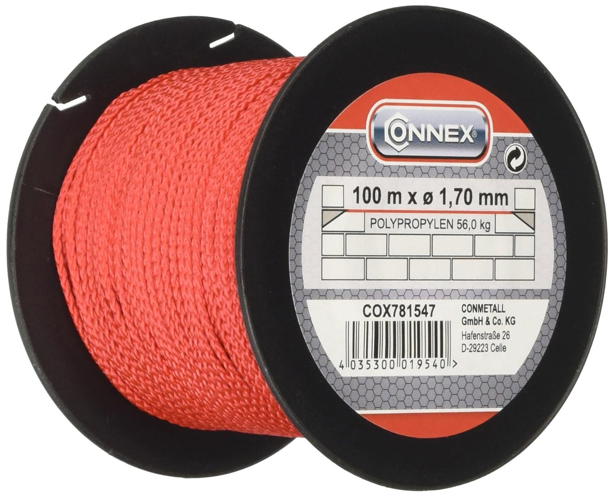 Spago per muratore in polietilene rosso  1,7 mm. 100 mt.