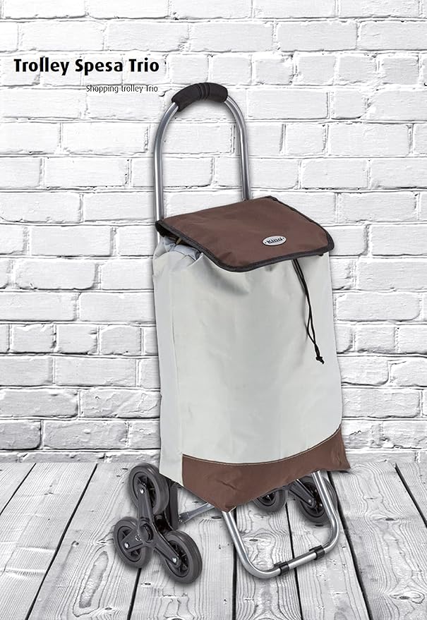 King Home TROLLEY SPESA TRIO NERO BICOLOR impermeabile 32x25x88h cm nero/grigio