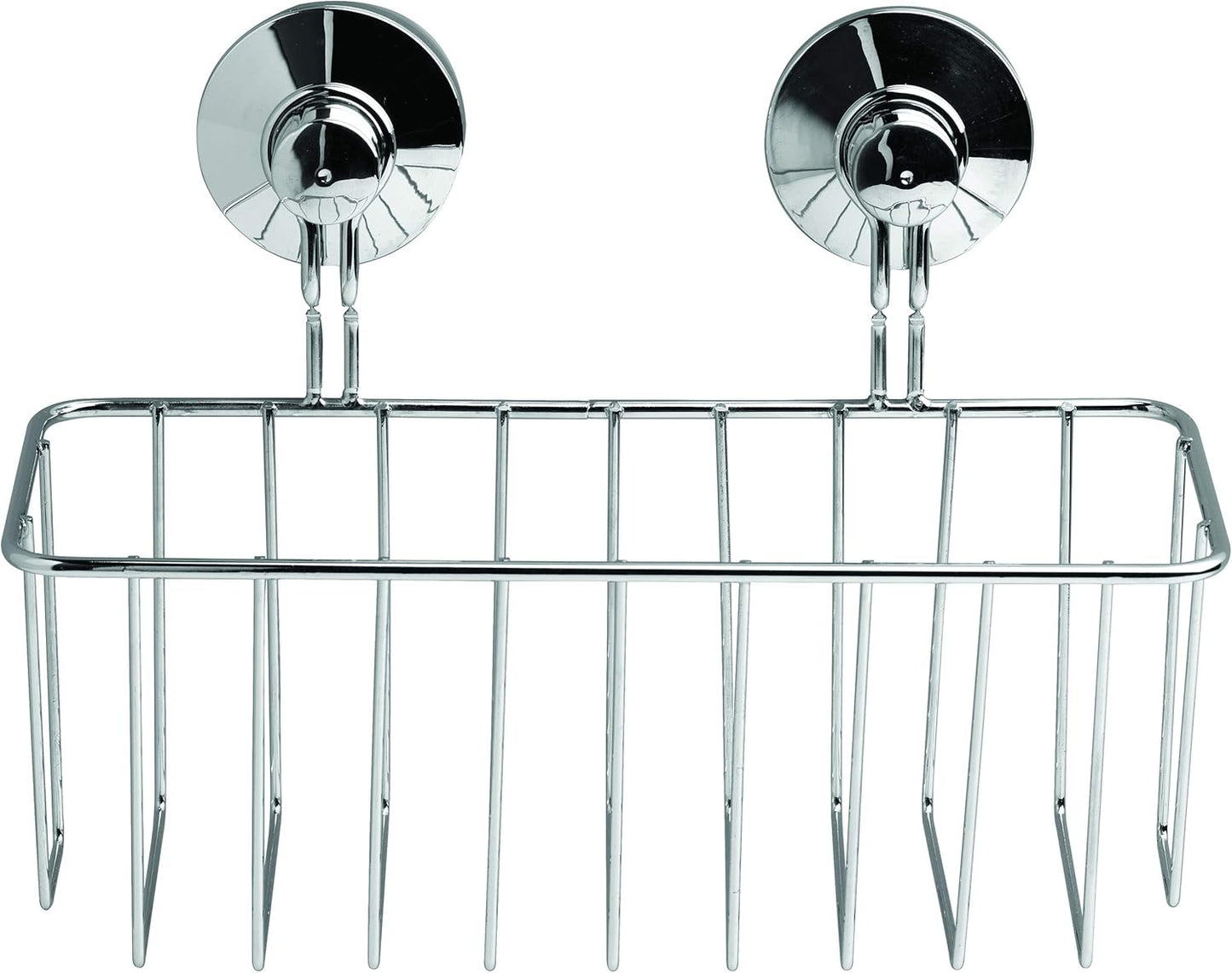 King Home MENSOLA DOCCIA CON VENTOSE A UN RIPIANO cromata con finitura a specchio 10x16,5x24h cm