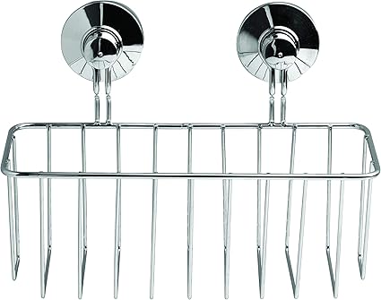 King Home MENSOLA DOCCIA CON VENTOSE A UN RIPIANO cromata con finitura a specchio 10x16,5x24h cm