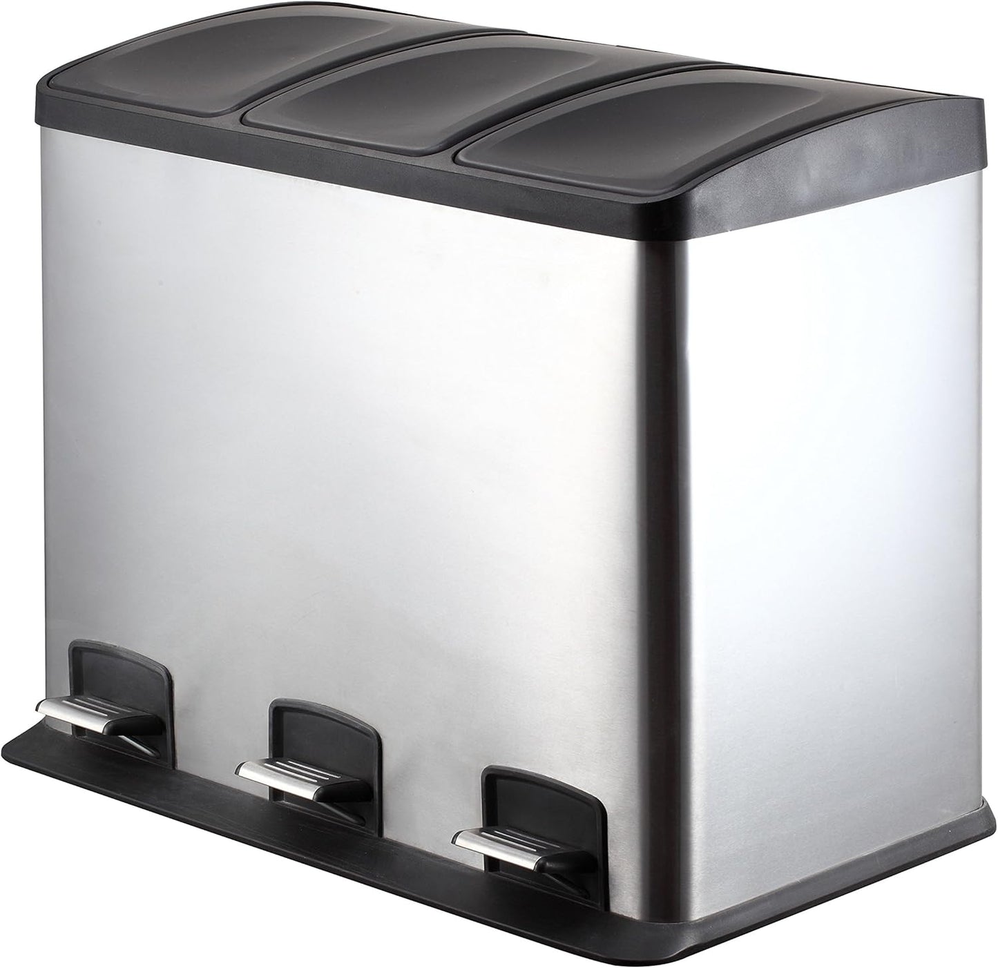 King Home Pattumiera 3x12 l per raccolta differenziata 55,5x36x45h cm con pedale