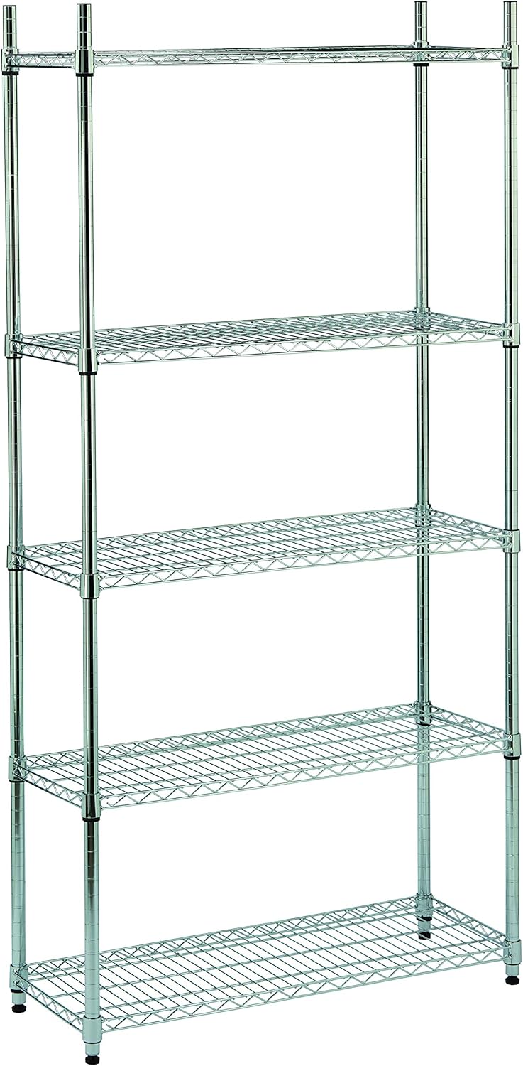 King Home Scaffale cromato 5 Piani 90x35x180 cm