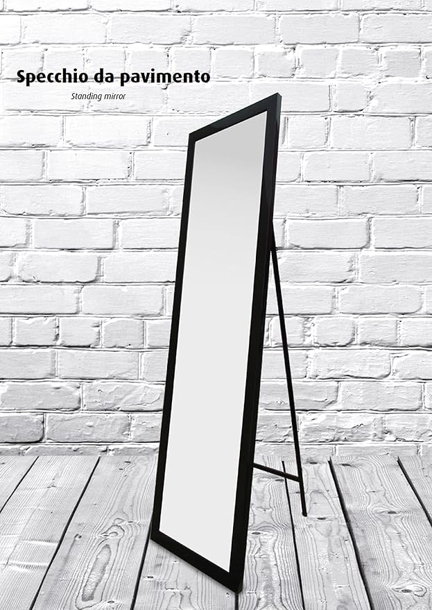 King Home SPECCHIO DA PAVIMENTO CM 159X38 C/CORNICE NERA