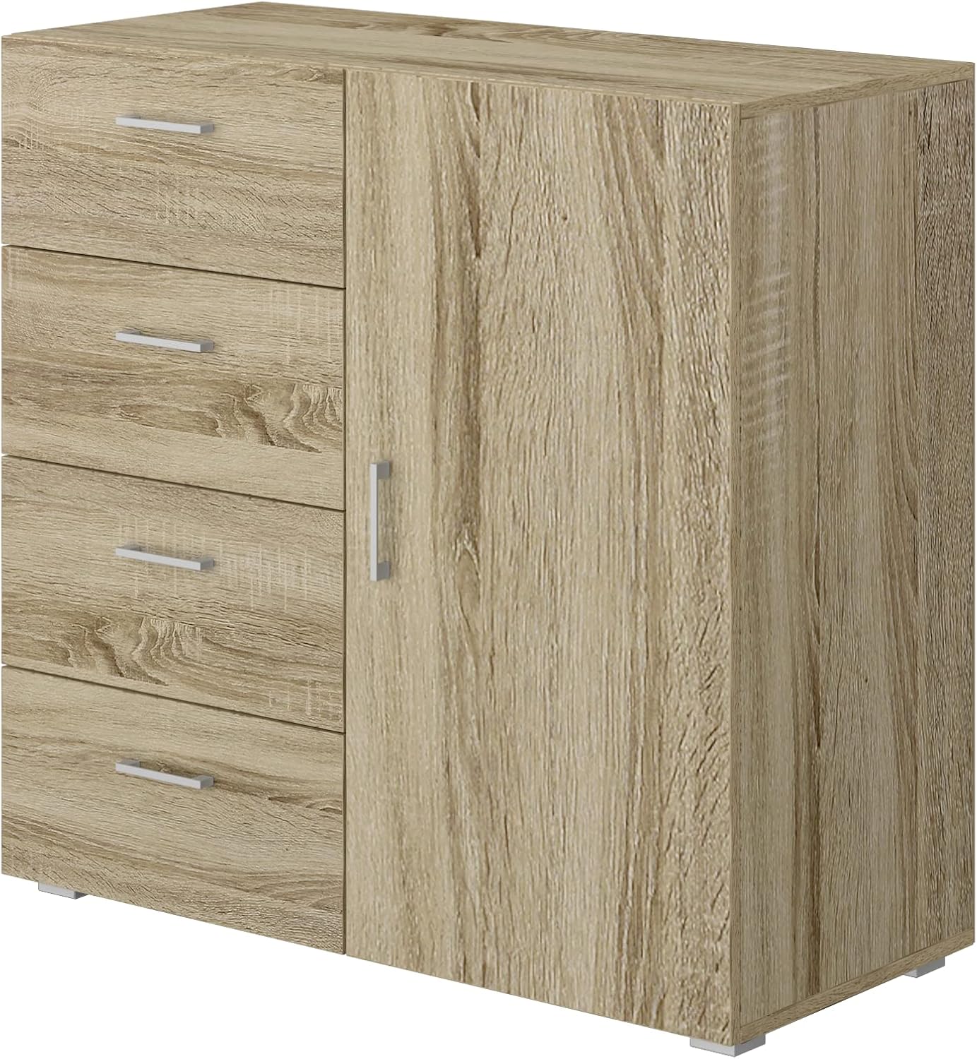 King Home CASSETTIERA 4 CASSETTI + 1 ANTA 90x41x87h cm rovere