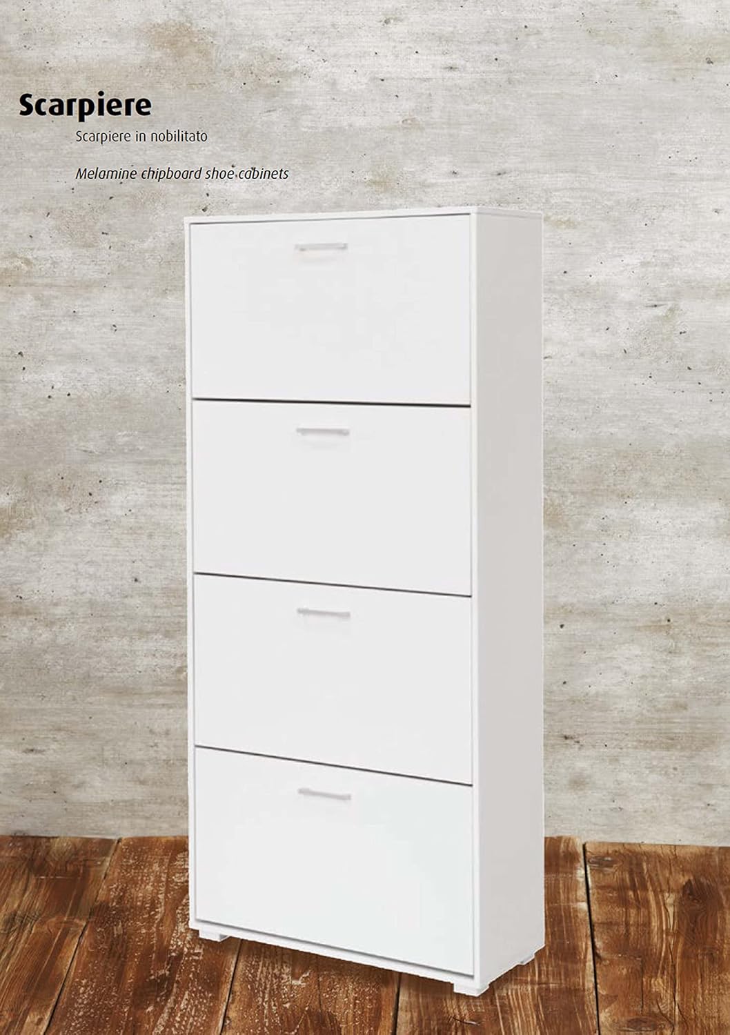King Home SCARPIERA A QUATTRO SCOMPARTI 67x28x147h cm bianca