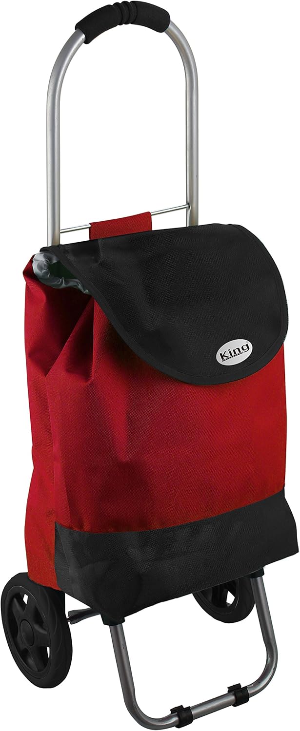 King Home TROLLEY SPESA ROSSO BICOLOR impermeabile 32x25x88h cm rosso/nero