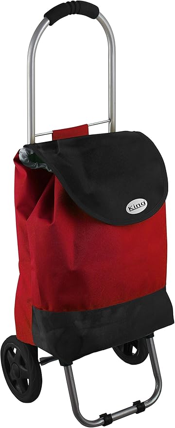 King Home TROLLEY SPESA ROSSO BICOLOR impermeabile 32x25x88h cm rosso/nero