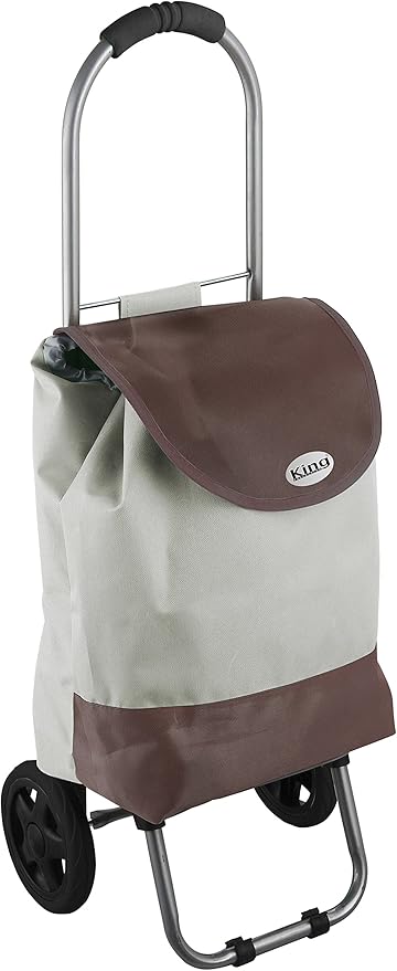 King Home TROLLEY SPESA BEIGE BICOLOR impermeabile 32x25x88h cm beige/noce
