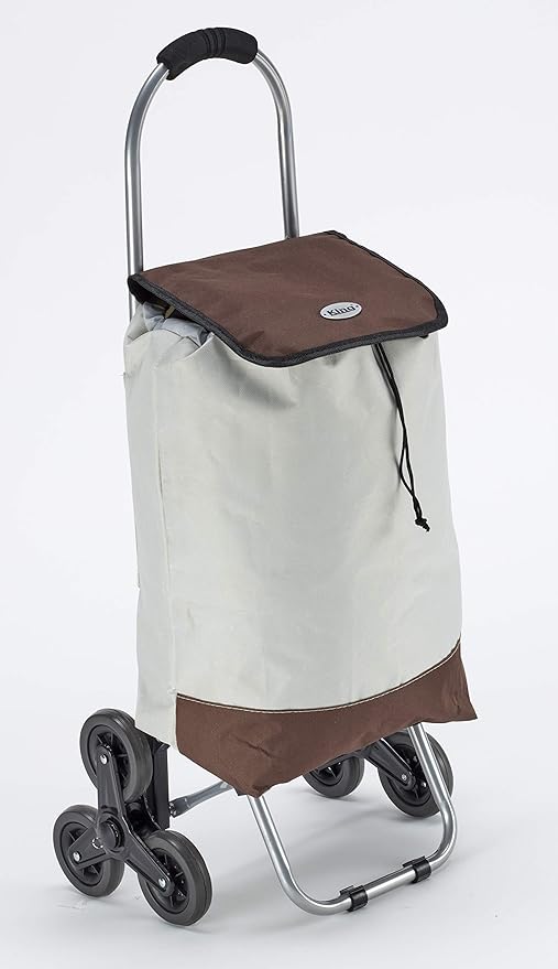 King Home TROLLEY SPESA TRIO BEIGE BICOLOR impermeabile 32x25x88h cm beige/noce