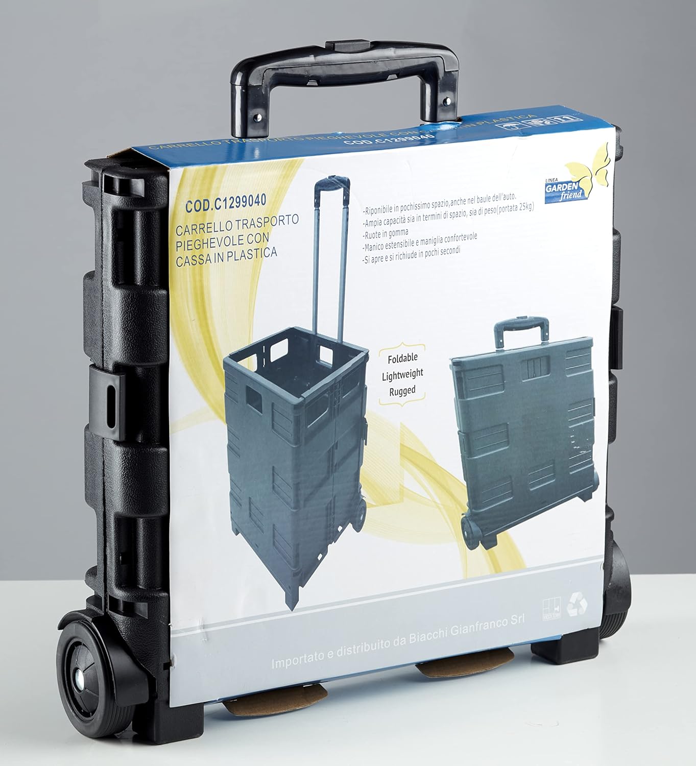 Garden Friend Carrello trasporto con cassa in plastica pieghevole portata max 25 kg
