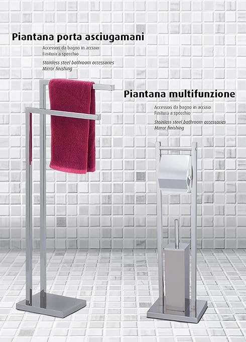 King Home PORTASCOPINO con fori in acciaio 10x39h cm