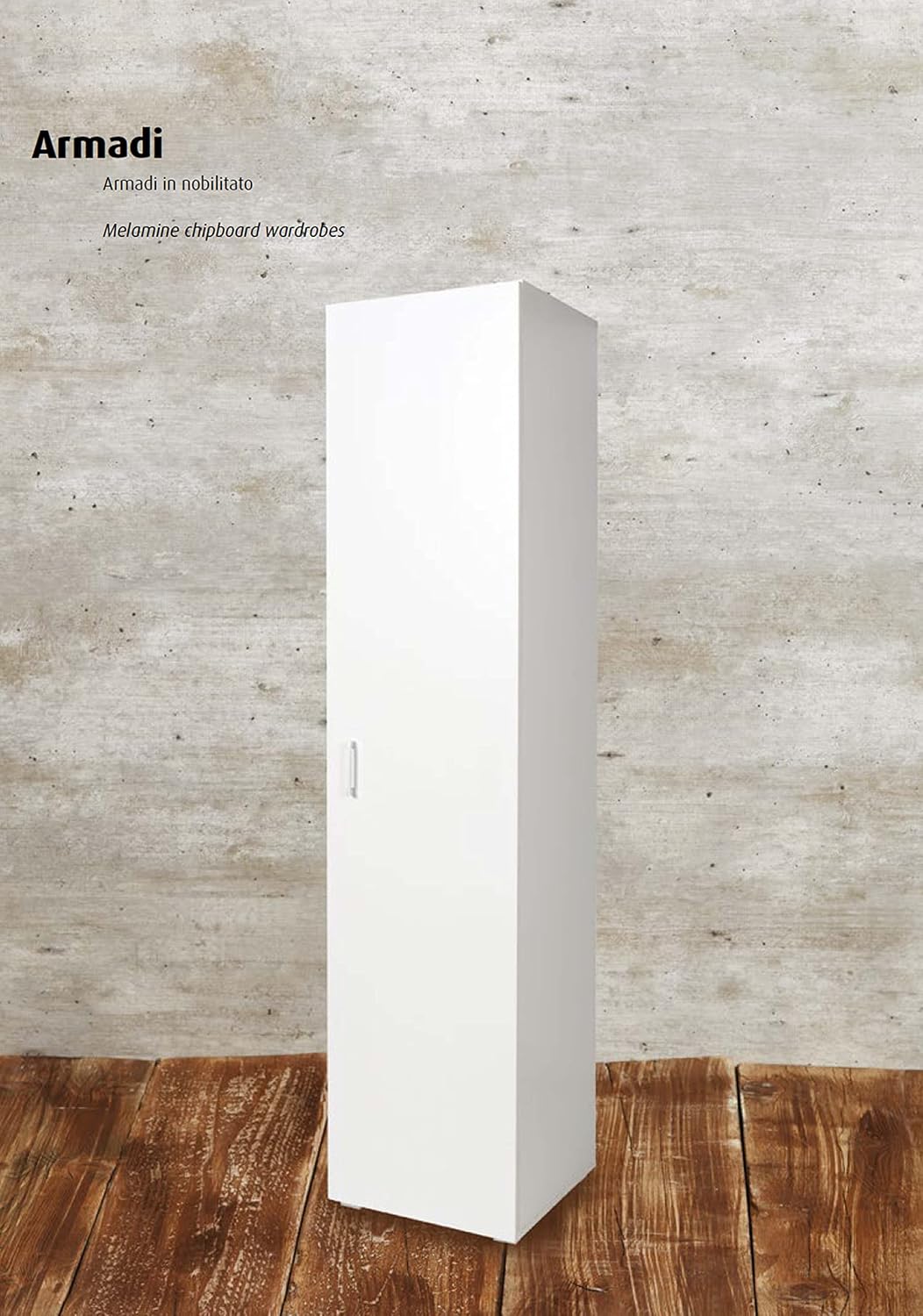 King Home ARMADIO 1 ANTA + 4 RIPIANI 45x45x195 cm bianca