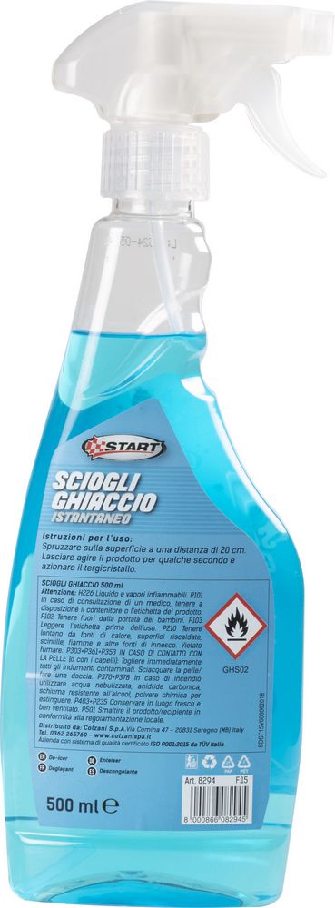 Spruzzino deghiacciante parabrezza auto sciogli ghiaccio trigger 500 ml