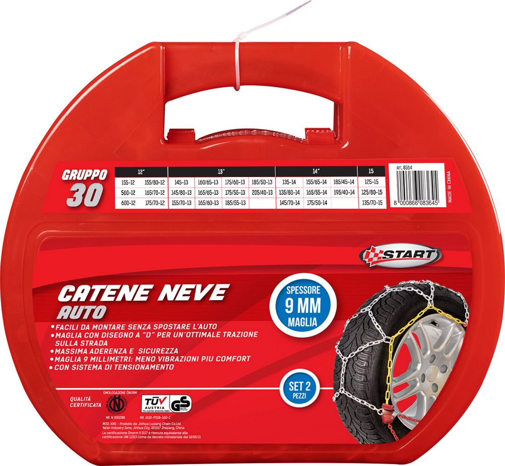 Set due pezzi catene da neve spessore 9mm Gruppo 30