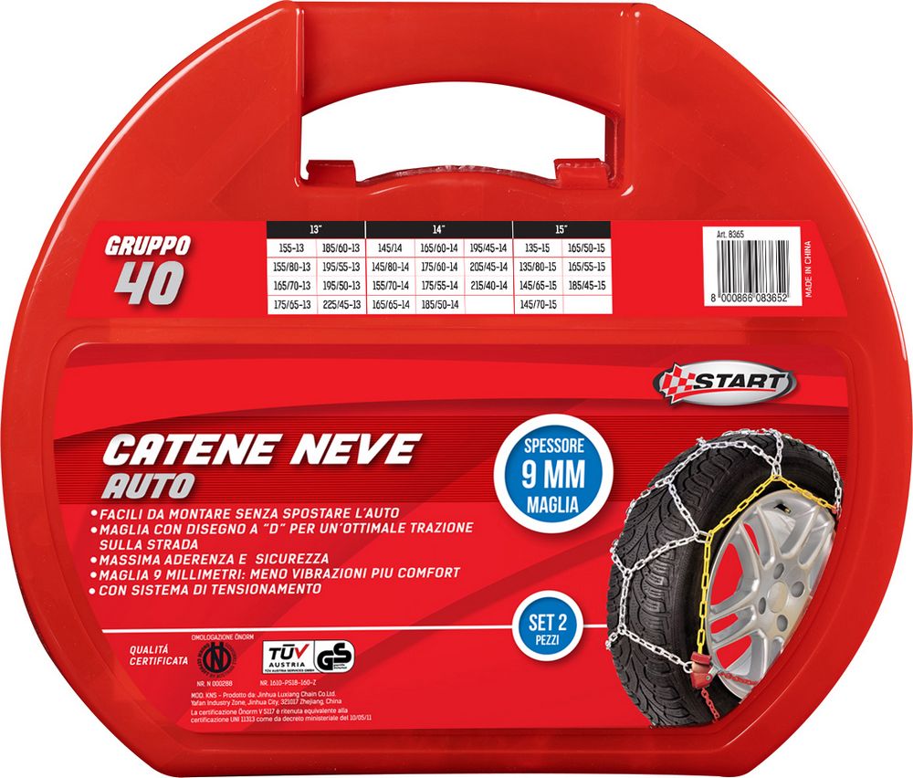Set due pezzi catene da neve spessore 9mm gruppo 40