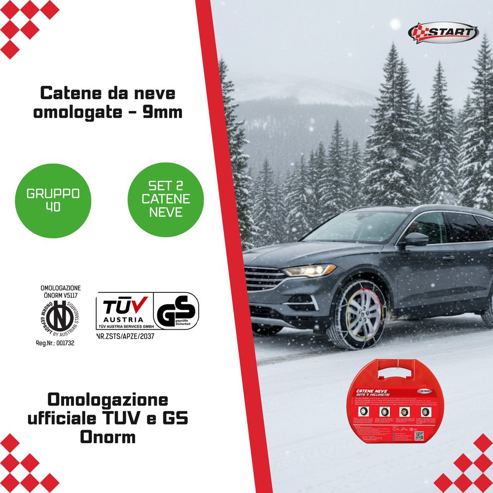START Set due pezzi catene da neve spessore 9mm gruppo 40 Accessorio Originale