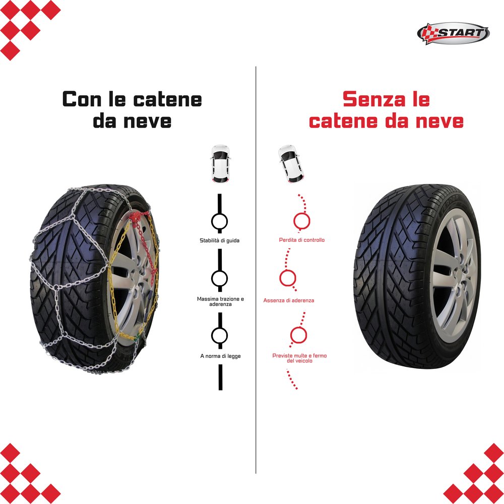 START Set due pezzi catene da neve spessore 9mm gruppo 40 Accessorio Originale