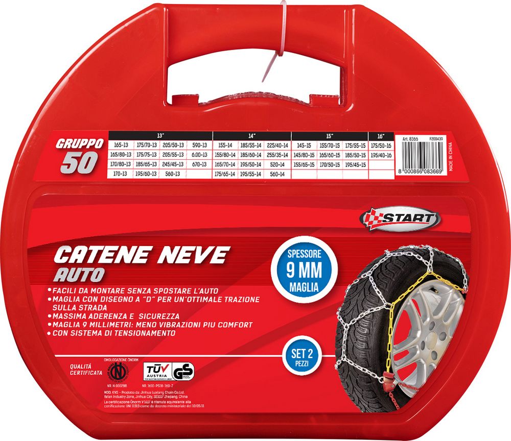 Set due pezzi catene da neve spessore 9mm gruppo 50