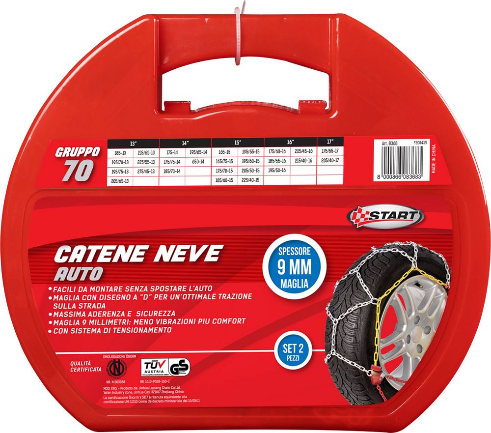 Set due pezzi catene da neve spessore 9mm gruppo 70