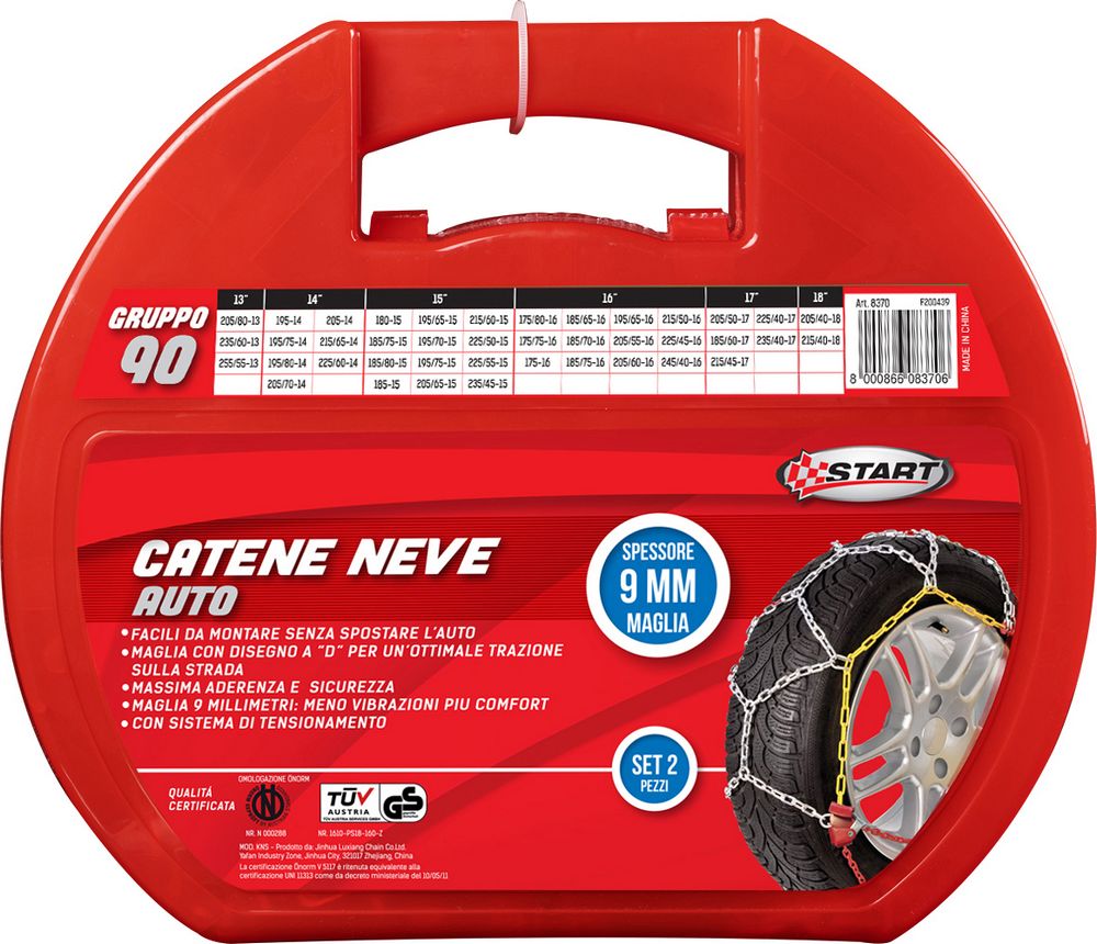 Set due pezzi catene da neve spessore 9mm Gruppo 90