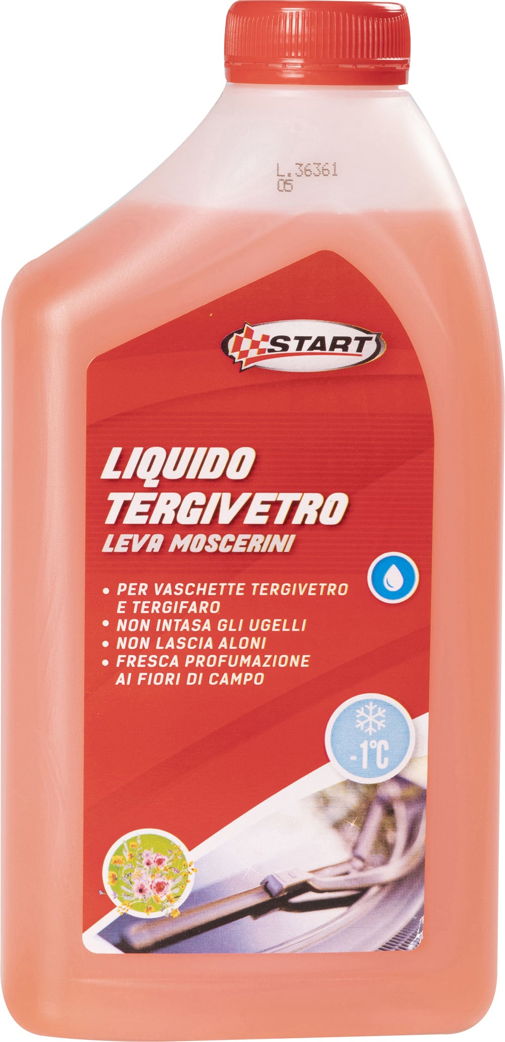 Liquido tergivetro leva moscerini profumato ai fiori di campo -1C 1L
