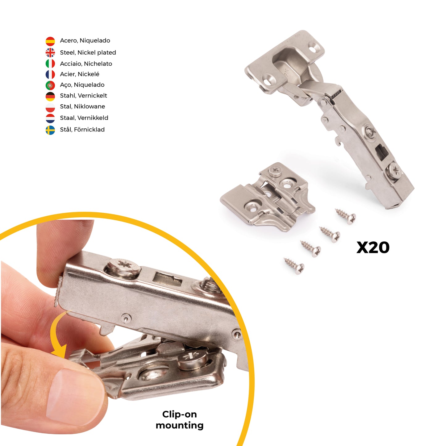 Kit cerniera collo dritto X91N e basetta